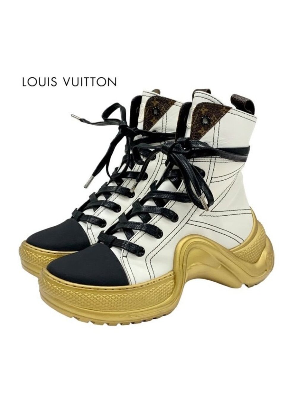 Louis Vuitton Arclight Line Monogram Sneakers High Cut Leather White - Picture 2 of 10
